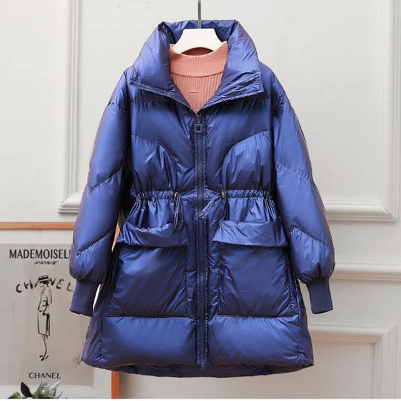 

2020 New Winter jacket Women 90% White Duck Down Parkas Women Stand Collar Loose Long Down Coat Thick Warm Parka Outwear