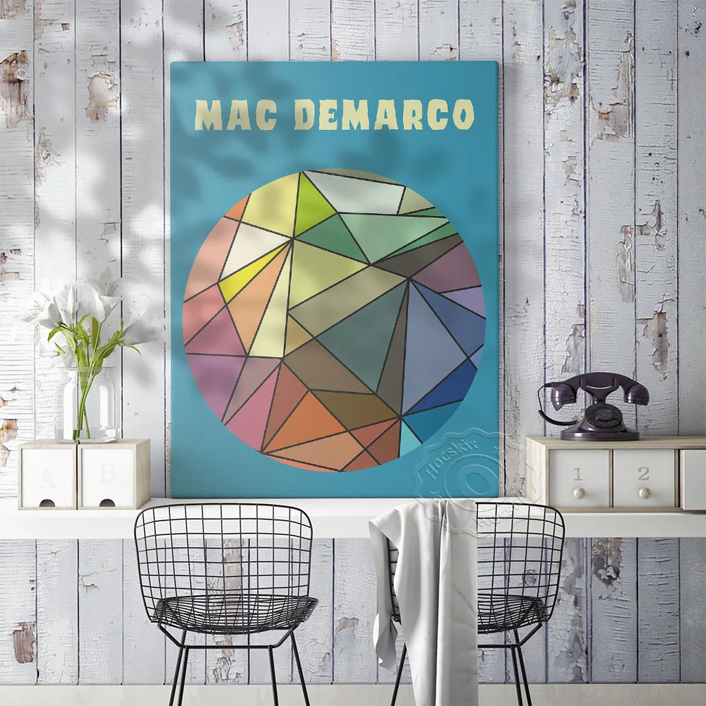 Mac Demarco Music Singer Poster, Colorful Triangle Solid Geometry Pattern Wall Picture, Music Gig Vintage Art Home Decor Prints