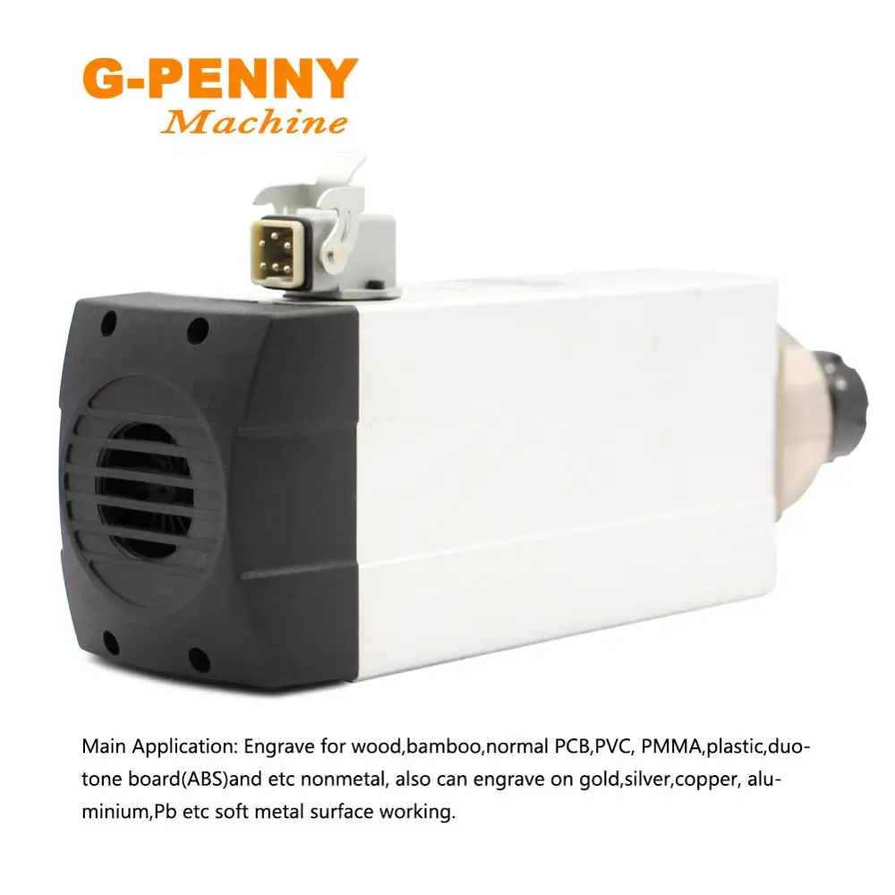 6kw air cooled spindle motor without mounting flange ER32 300Hz 4 pcs ceramic ball bearing 0.01mm accuracy 18000rpm