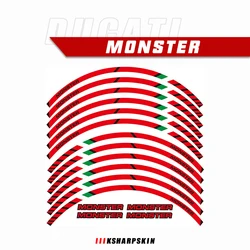 12 Pcs Fit Motorcycle Wheel Sticker stripe Reflective Rim For DUCATI MONSTER 1200SR 695 696 796 1100 1100S 797 821 795 S4R S6
