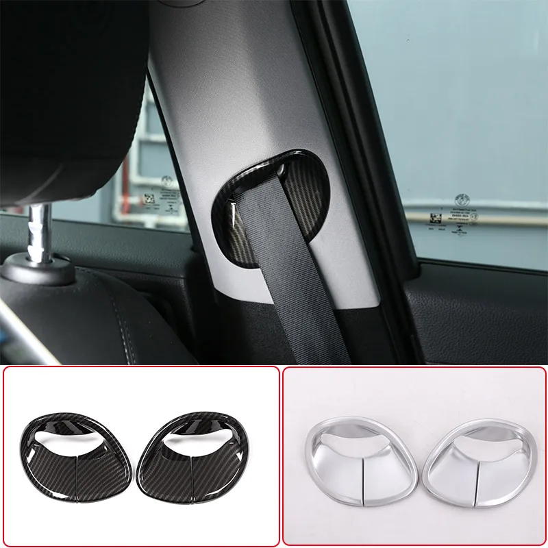 

For Alfa Romeo Giulia 2017-2020 ABS Chrome-Plated Carbon Fiber Car Front Seat Belt Cover Decorative Sticker Car Accessories