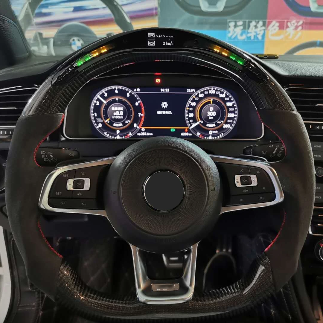 

Customized Carbon Fiber LED Race Digital Display Steering Wheel For Volkswagen Golf 7 GTI Golf R MK7 Polo Scirocco Jetta Tiguan