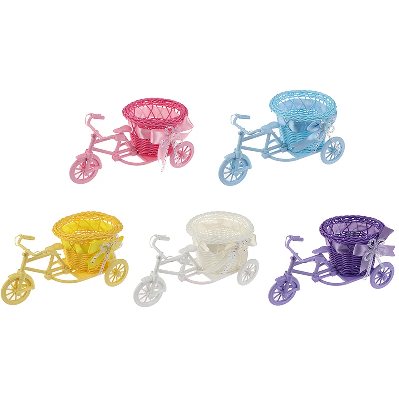 Flower Basket Pot Rattan Bicycle Storage Basket Float Vase Plant Stand Holder Tricycle Bike Design Organizer