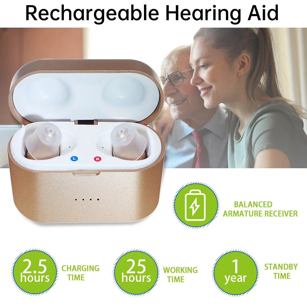 Rechargeable Digital 6 Channels Hearing Aid SR61 Sound Amplifiers Ear Aids for Elderly Moderate to Severe Loss Drop Shipping