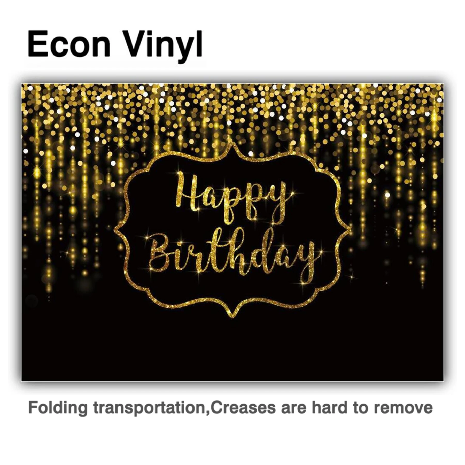 Funnytree 7x5ft Happy Birthday Backdrop for Black and Gold Commemorative Party Party Baby Shower Decoration Shooting Background