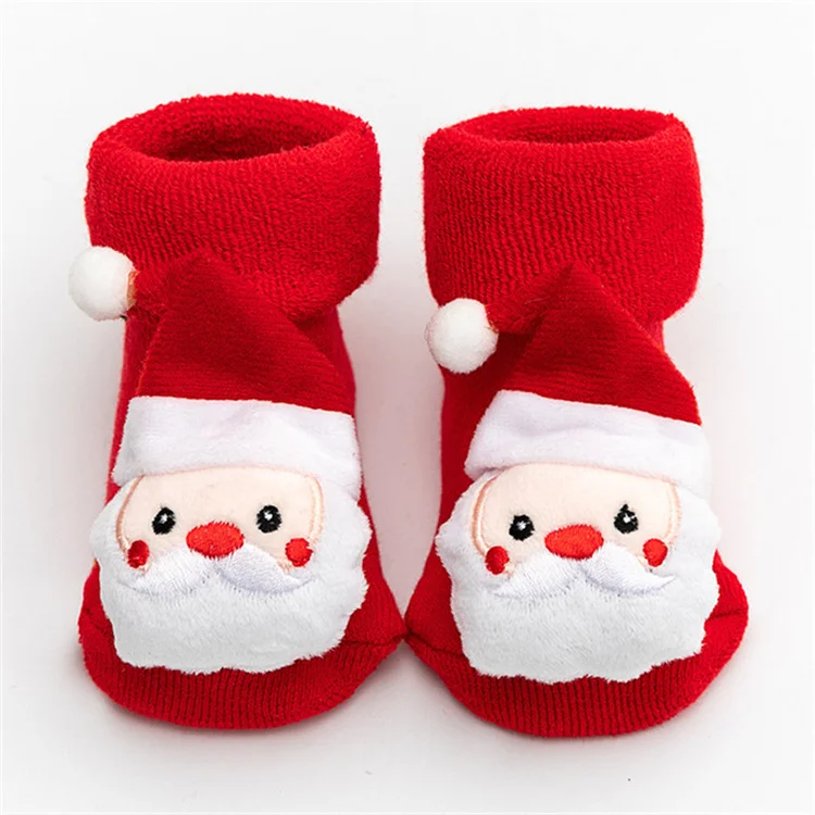 Lawadka 0-3T Winter Thick Infant Socks for Girls Boys Kids Christmas New Year's Socks Anti Slip Cotton Short Socks for Newborns