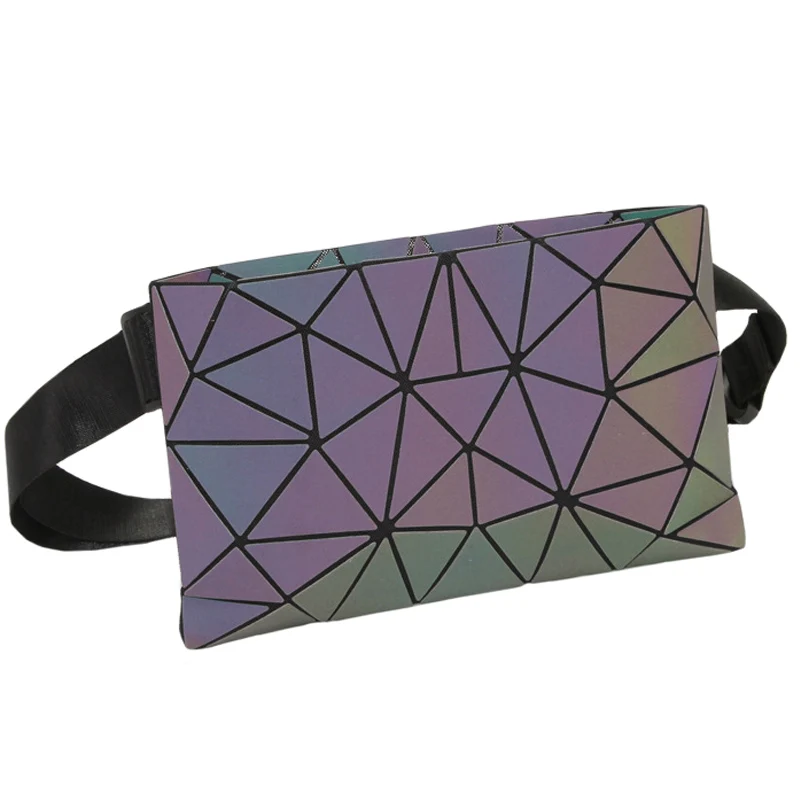 Luminous Women men Waist Bags Holographic Fanny Pack Female Belt Bag Geometric Waist Pack Laser Chest Phone Pouch