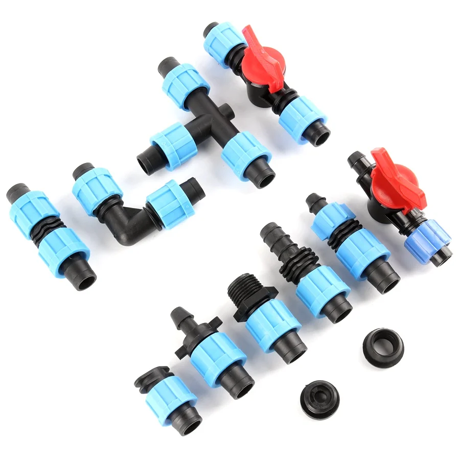 2pcs 16mm Agriculture Micro Irrigation Drip Tape Connectors Pipe Fittings Thread Locked More Fixed Garden Water Hose Connector