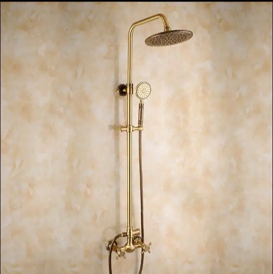 Vidric anti brass finished solid brass construction art carved bathroom wall mounted shower faucet set