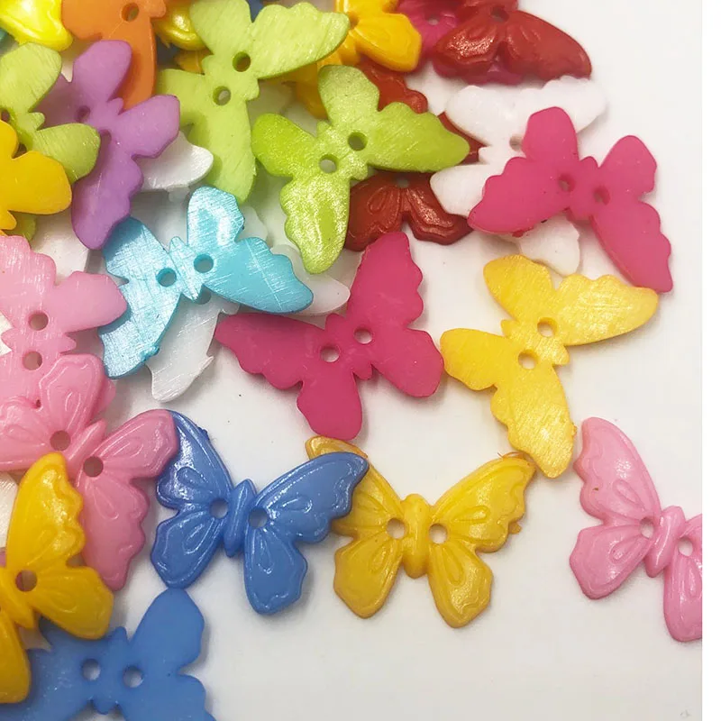 50/100pcs Wholesale Mixed Color butterfly Shape 2 Hole PLASTIC Button Fit Sewing Scrapbooking Apparel Sewing PT108