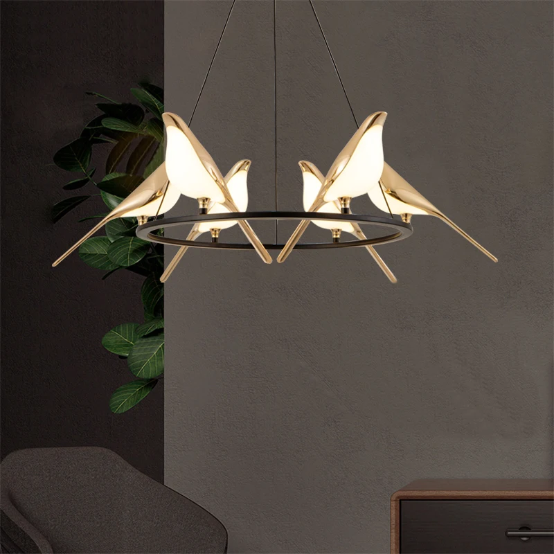 

Modern birds chandelier living room post-modern Nomi Chandelier 6 light creative bedroom dining kitchen gold hotel lamp