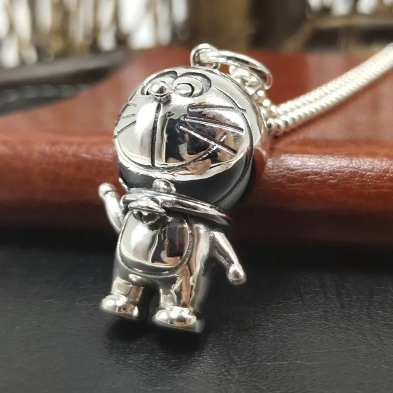 BOCAI New Solid 100% s925 Silver cute Cat Pendant exquisite Gift cartoon blessed Cat  Woman Pendant