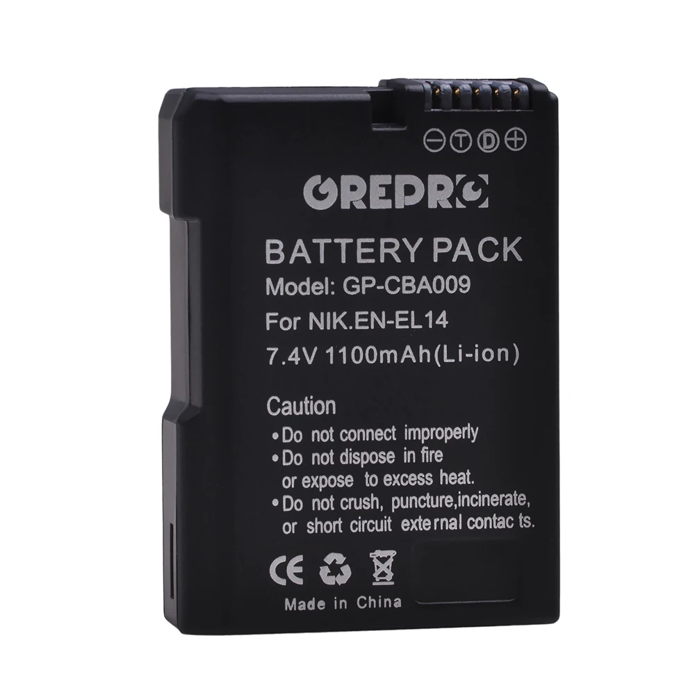 1100mAh Battery for Nikon EN-EL14 EN-EL14a D3100 D3300 D3400 D5500 D5300 D5600 Coolpix P7000 D3500 DSLR Camera + Dual Charger