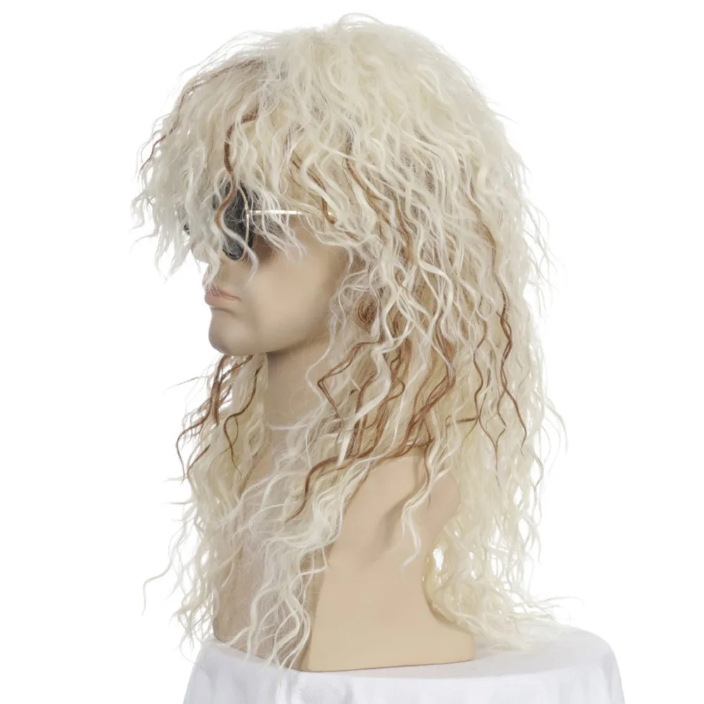 Perruques Synthétiques sulfBouclées pour Hommes, Perruque Cosplay, Cheveux Bouclés Mixtes, Degré de Chaleur, Vintage, Spectacle de Rock, Accessoires