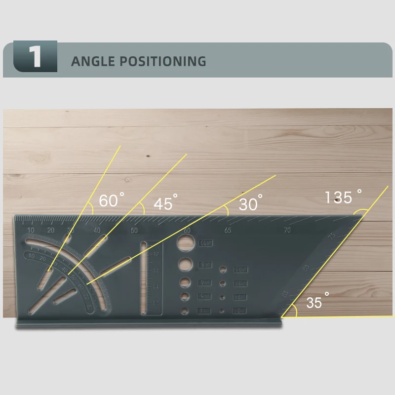 VVOSAI Wood Working Ruler Multifunctional Angle Ruler 3D Mitre Angle Measuring Gauge Square Size Marking Gauging Carpenter Tool