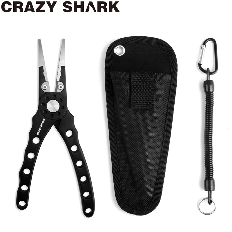 

CrazyShark Aluminium Fishing Pliers Split Ring Multifunctional Hook Remover Line Cutter Goods For Fishing Carp Fish Scissor 19.5