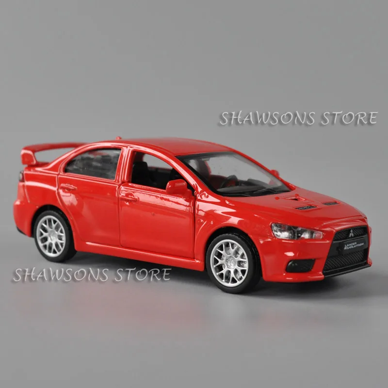 1:41 Scale Diecast Car Model Toys Mitsubishi Lancer Evolution Pull Back Miniature Replica Collections