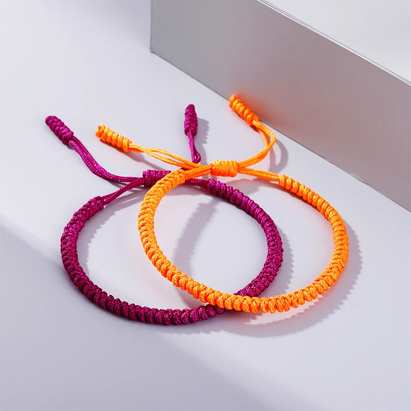 Handmade Bracelet Orange Braided Knot Rope Adjustable Charm Tibetan Buddhist Bracelets For Women Men Fashion Jewely Friend Gifts