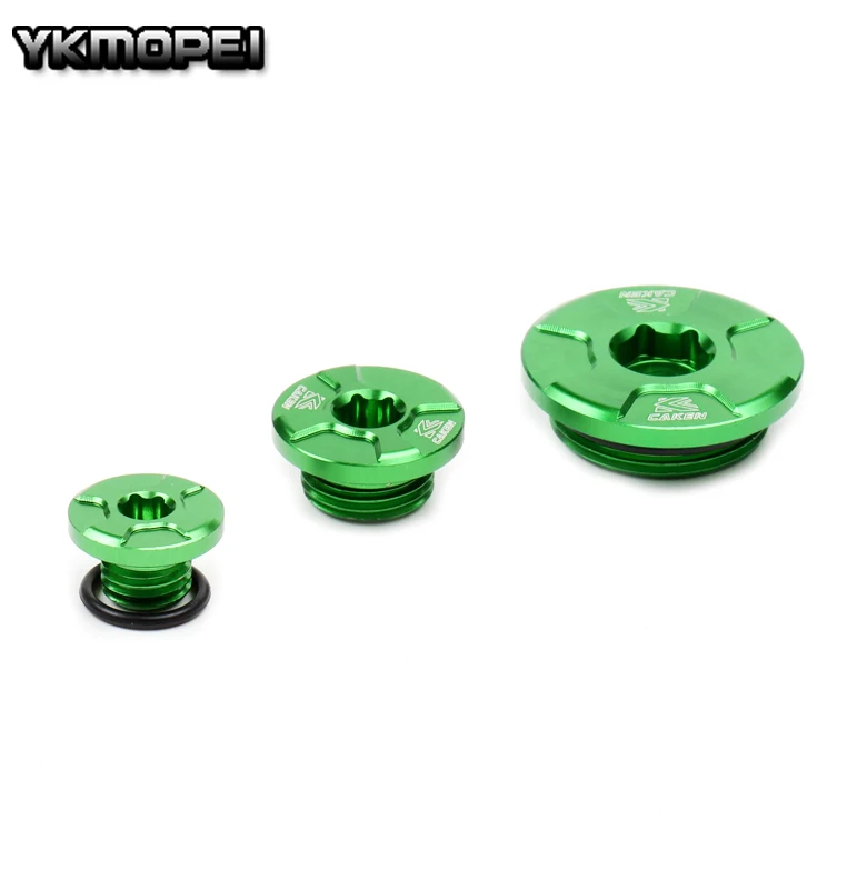 Green Engine Timing Oil Filter Plug Set For KX250F 11-16 KX450F 09-16 KLX450R 08-15 Dirt Bike Motocross Off Road Dirt Bike