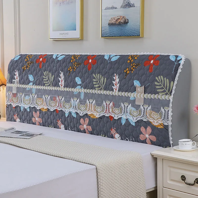 Printed 4-season Universal Bed Cover Wooden Headboard Protector Bedside Refurbished Set Elasticity Bedside Cover  Bed Cover