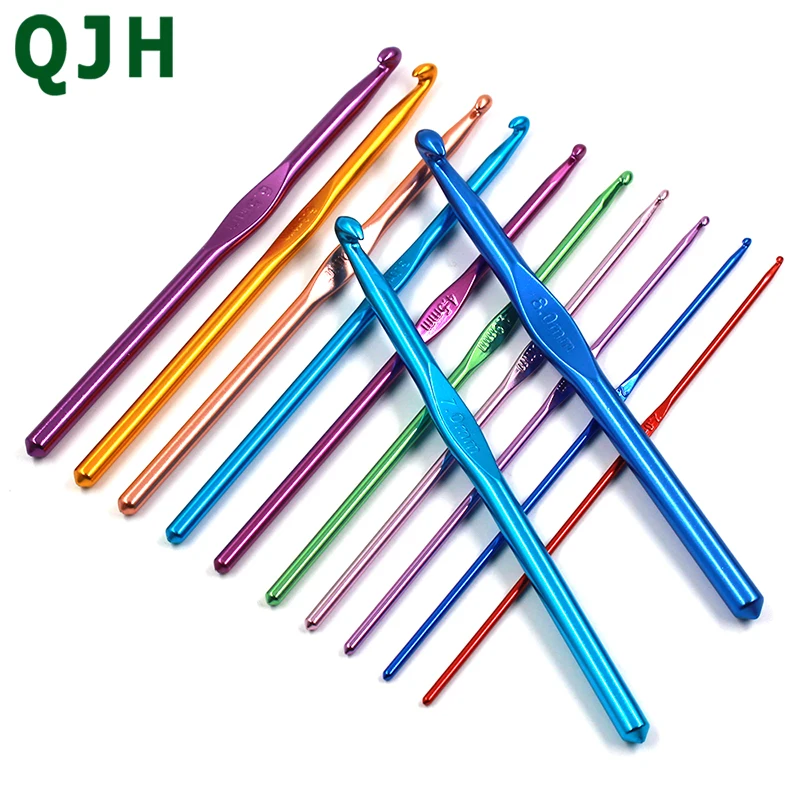 

12Pcs Crochet Hooks Mix 2.0MM-8MM Metal Grip Crochet Needle Set Yarn Craft Kit Knitting Accessory For Women Mom Gift