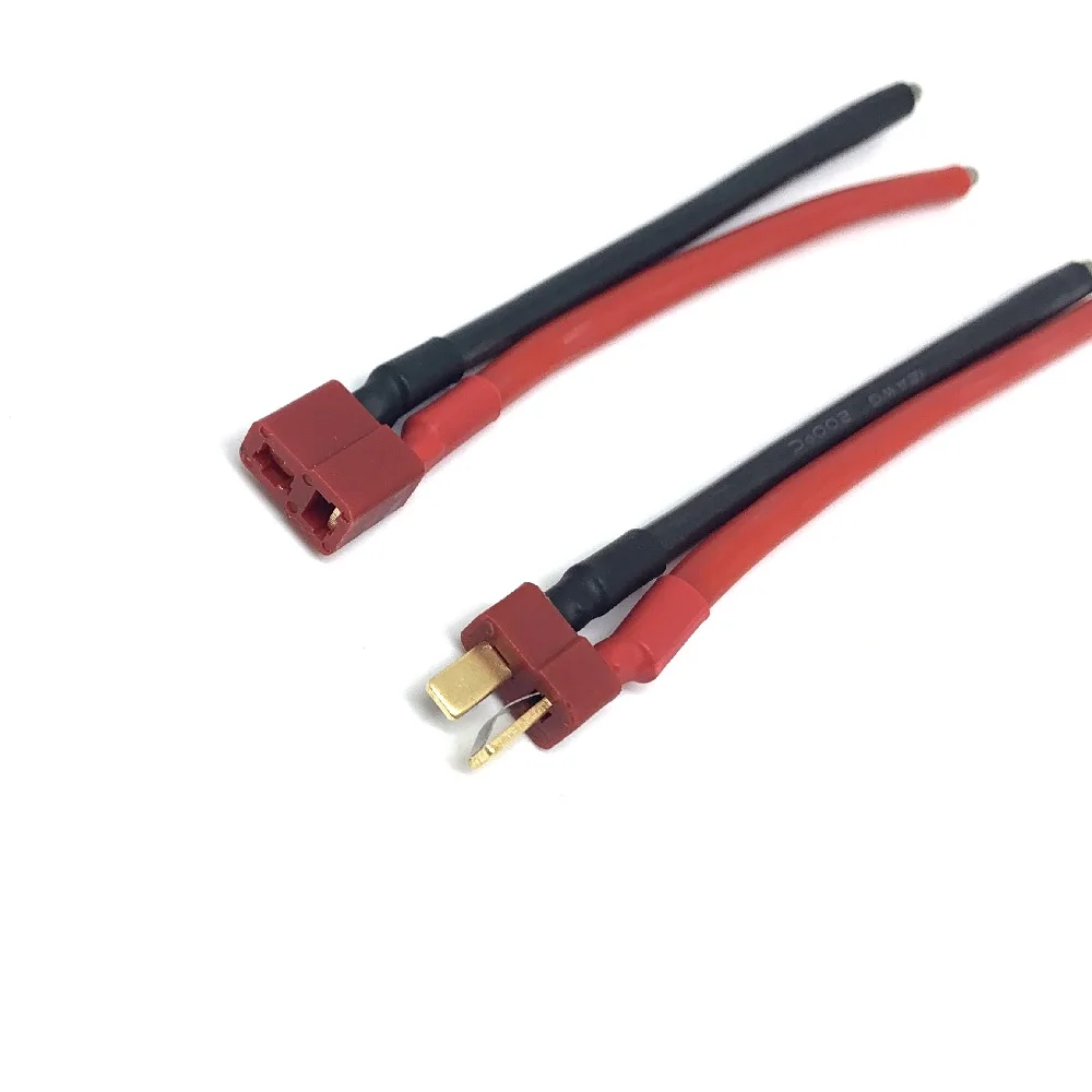 Wholesale 100mm T Plug Battery Connector 12AWG Cable Extension DIY male&female battery Cable for 7.4v 11.1v 14.8v 22.2v battery