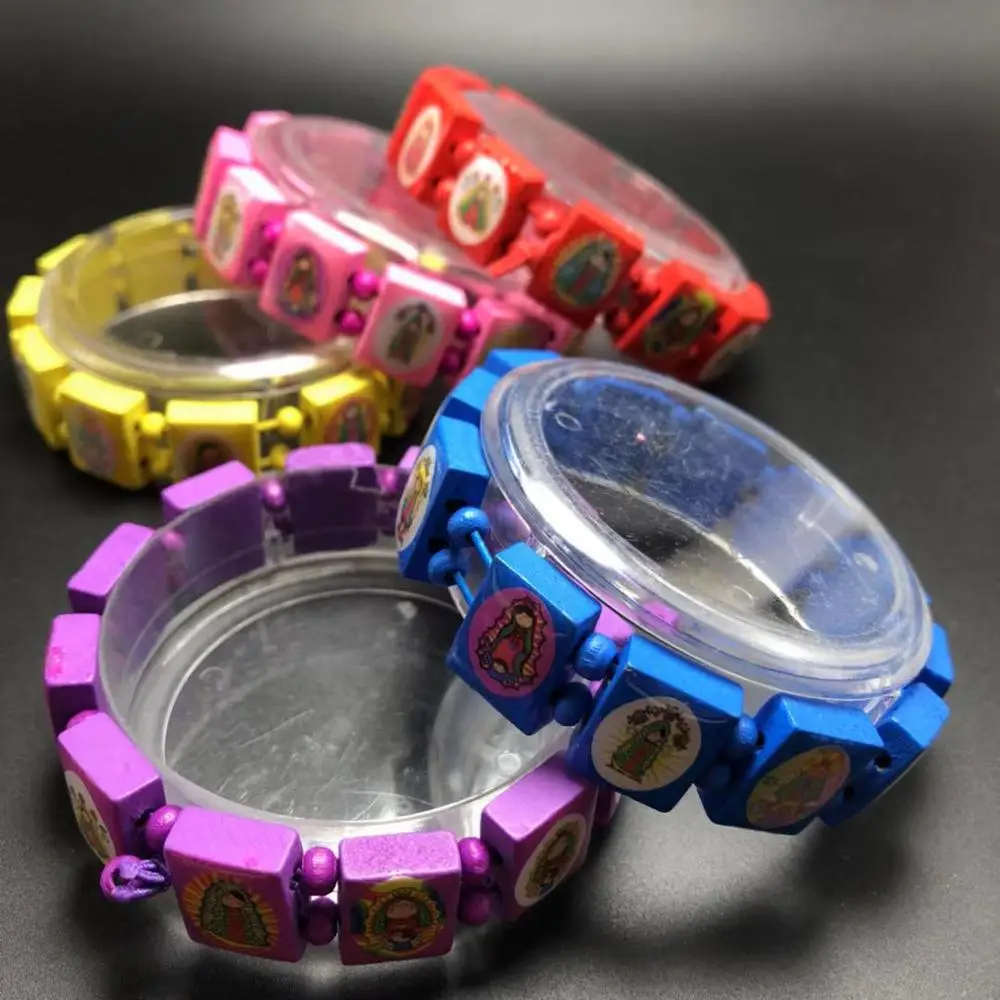 10PCS/pack colorful icon wooden religious Guadalupe rosary bracelet