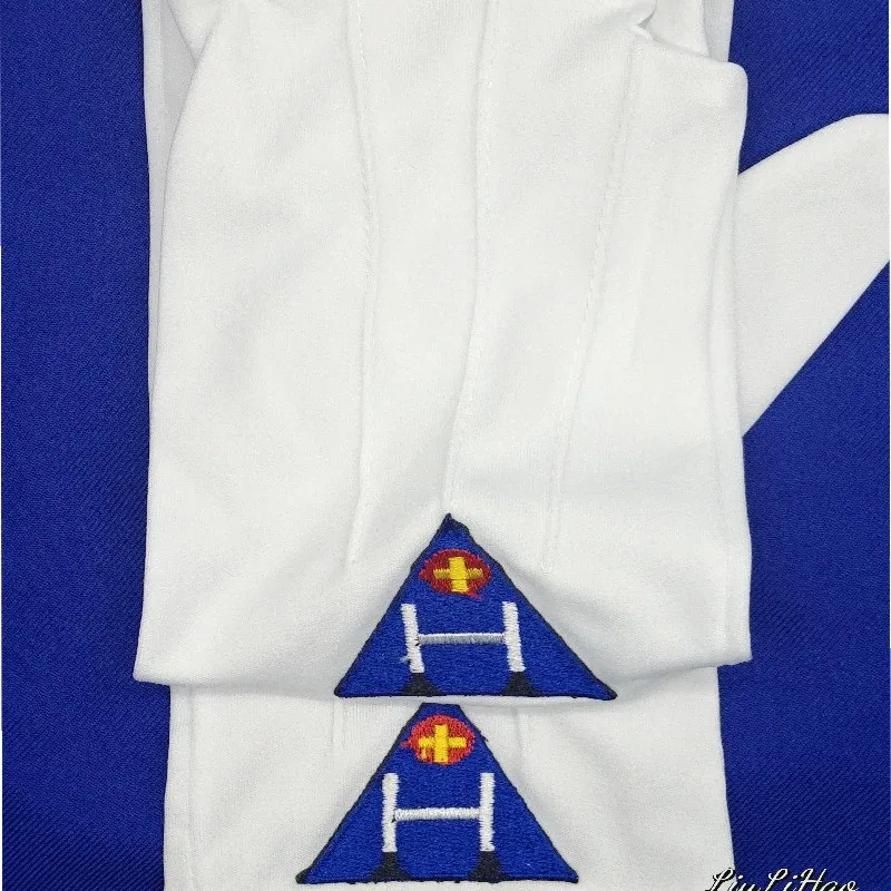 A pair of Masonic clothing accessories in cotton polyester white Masonic Masonic gloves with the best-selling logo apron collar