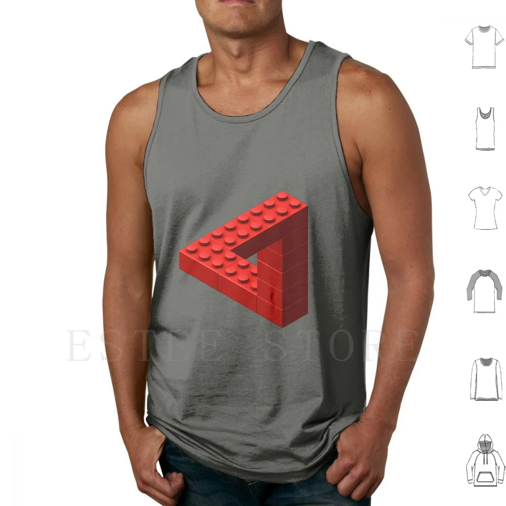 Escher Toy Bricks-Red Tank Tops Vest Sleeveless Brick Toy Pop Culture Funny Cool Fun Kids Toys Bricks Plastic Boys Girls
