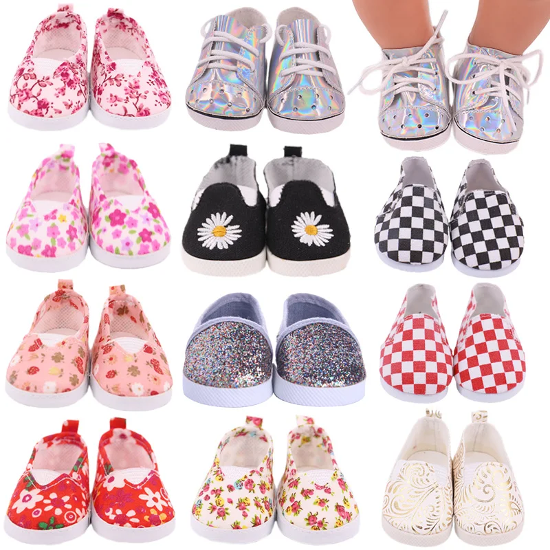 

7cm Doll Shoes Sequin Canvas Shoes Baby Doll Shoes For 18 Inch American&43Cm Baby New Born Doll Accessories Generation Girl`Toy