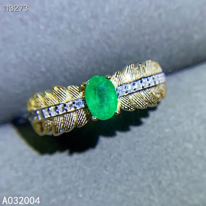 

KJJEAXCMY fine jewelry 925 sterling silver inlaid natural gemstone Emerald Female Miss Girl Woman new ring exquisite