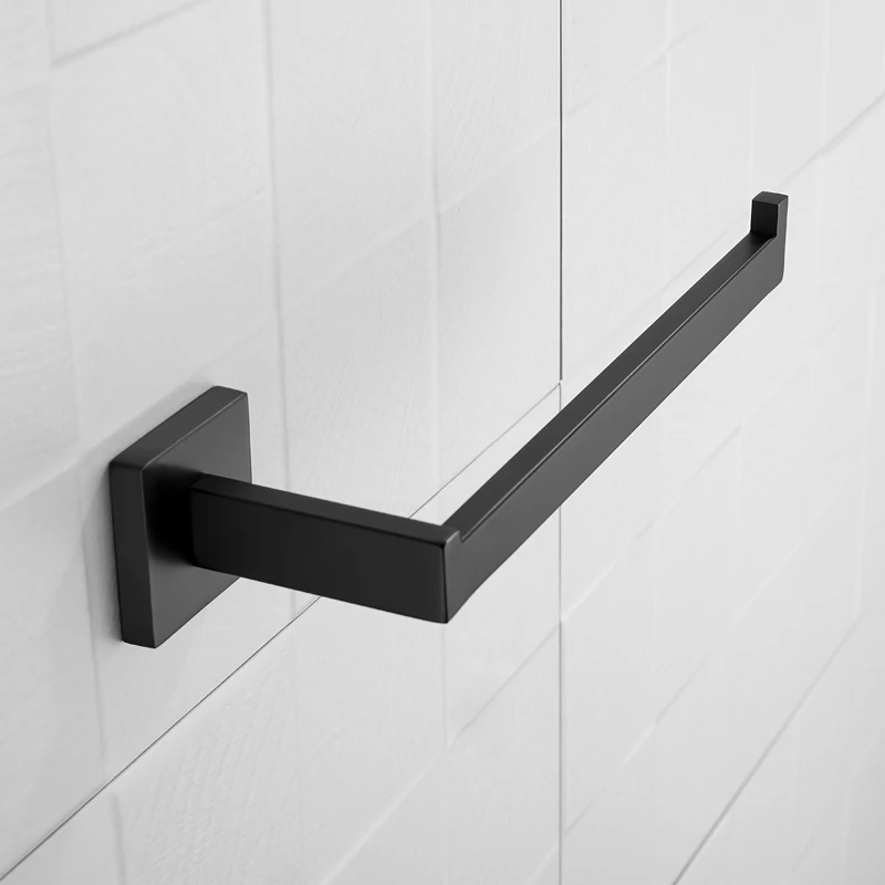 SUS 304 Stainless Steel Matte Black Wall Mounted Towel Bar Towel Rack Towel Ring Hook Bathroom Accessories