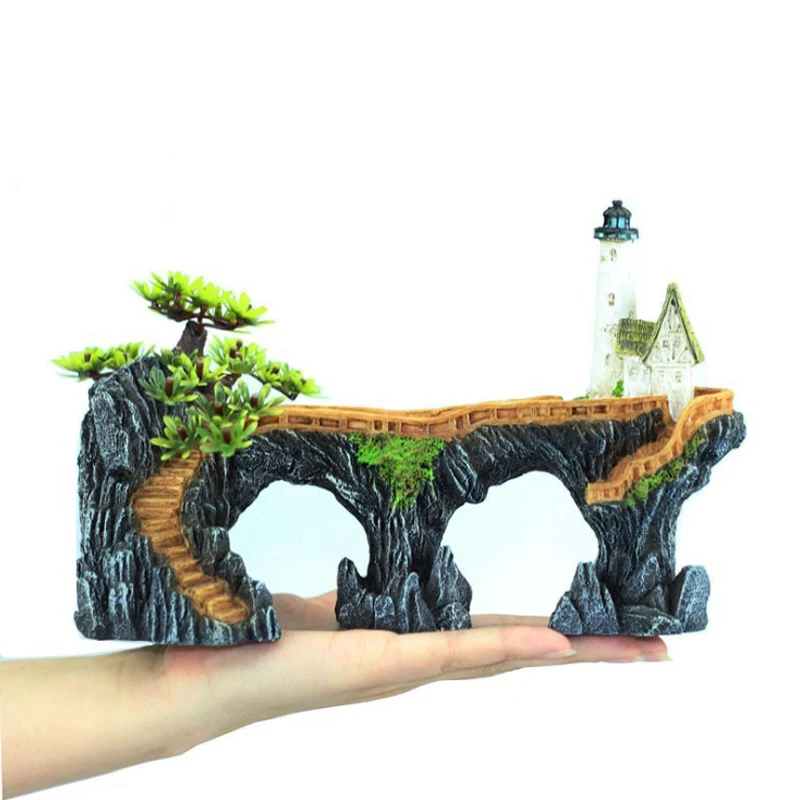 Fish Tank Aquarium Accessories Jewelry Resin Rockery Ornament House Aquarium Landscaping Fish Tank Decoration Craft Pet Supplies