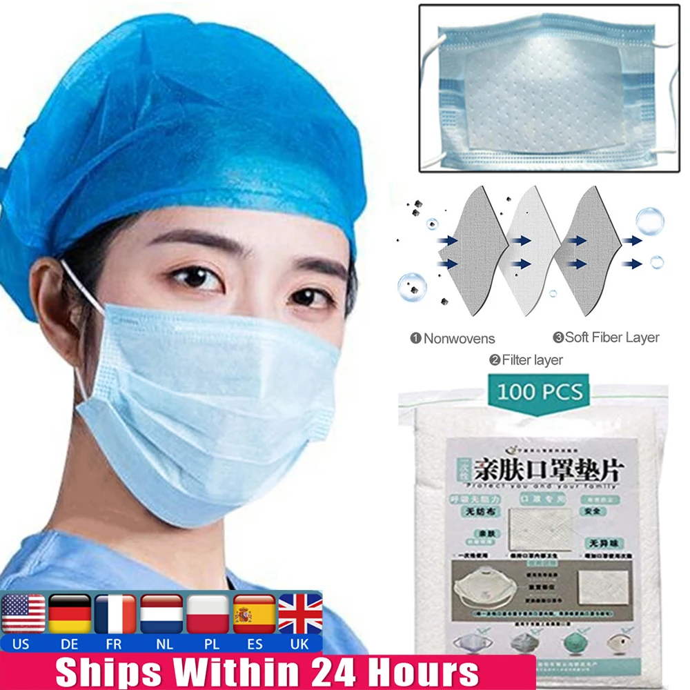 110pcs Disposable Mask Filter Paper Anti Haze Face Mask Pad Replacement Face Masks Respiring Mat Anti Dust Face Mask Gasket