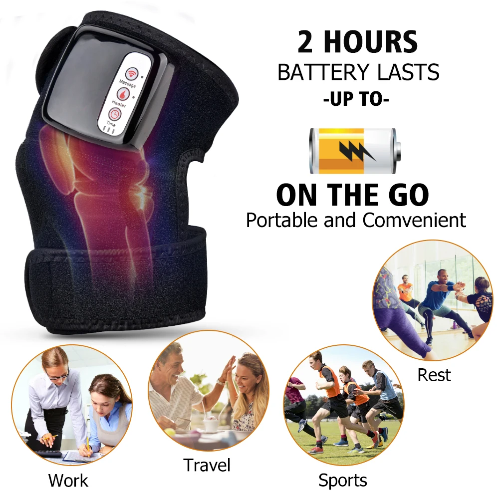 Electric Heating Knee Massager Far Infrared Joint Physiotherapy Elbow Knee Pad Vibration Massage Pain Relief Health Care