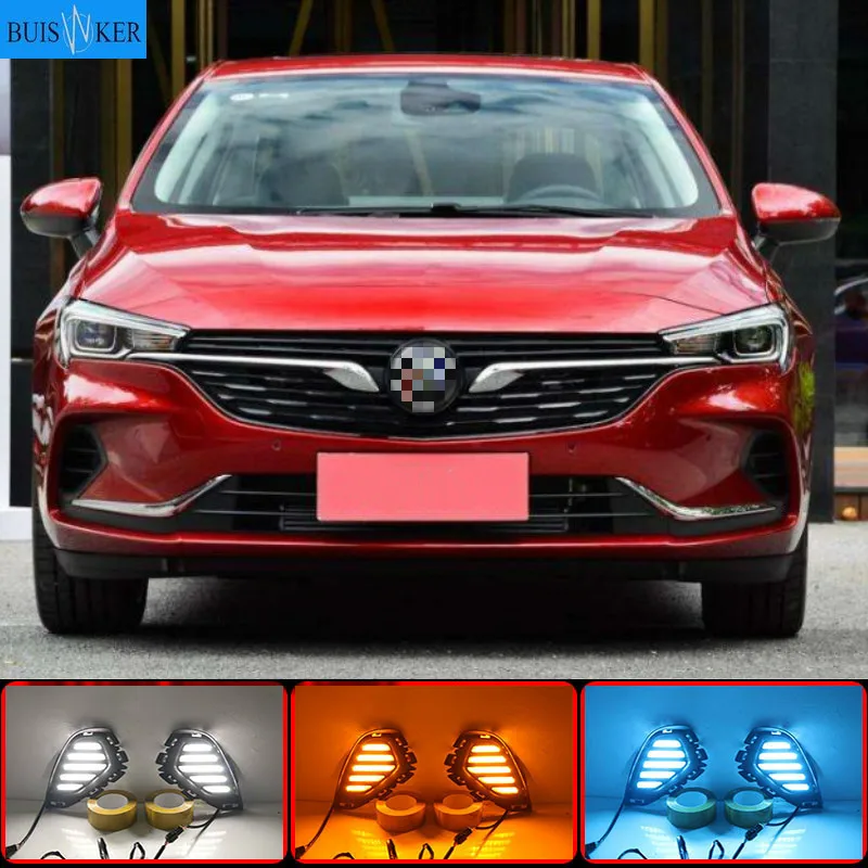 

2Pcs For Buick Verano 2020 LED Daytime Running Light White Driving Yellow Turn signal Light Blue Night Fog Lamp