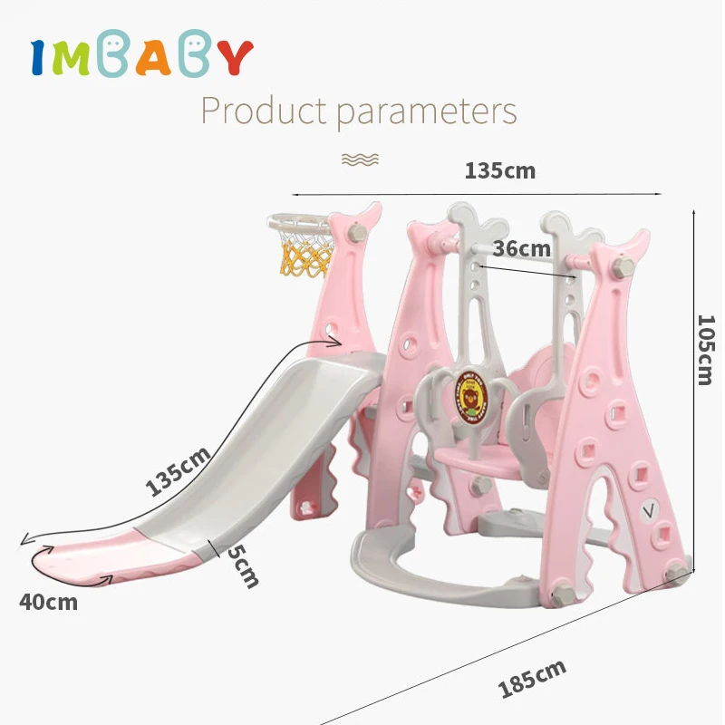 IMBABY Children Slide Swing Chair Combination Baby Basketball Playground Kindergarten Child Baby Favorite Toys+Water Flood Board