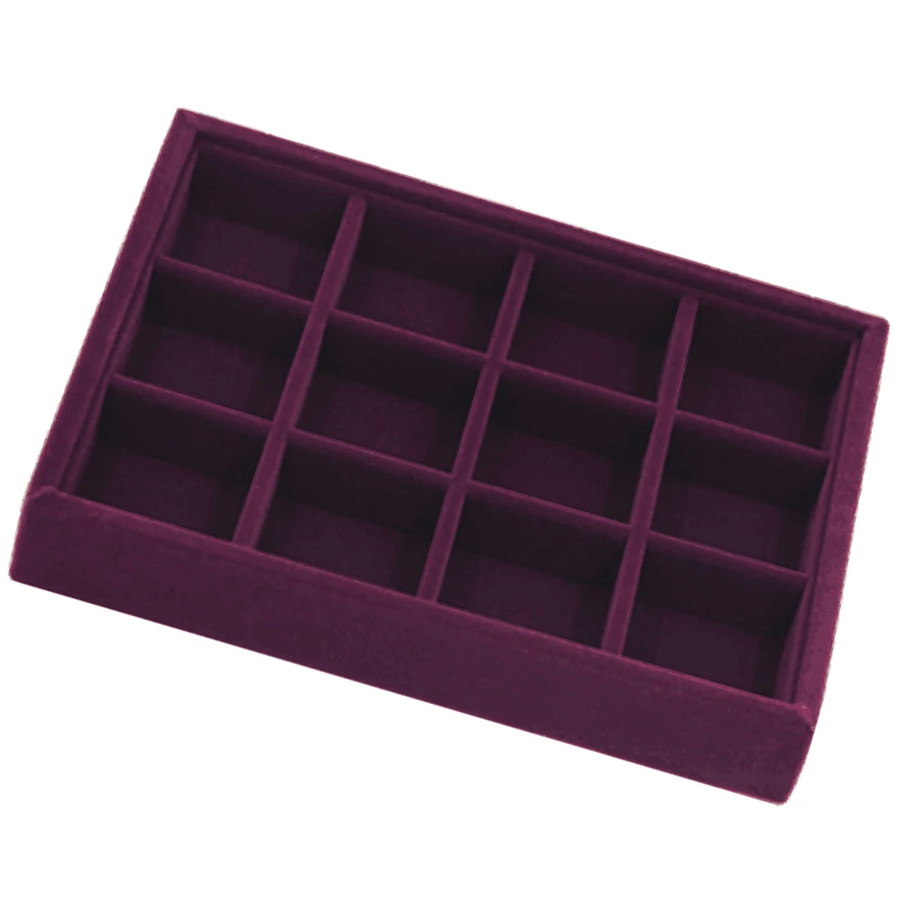 Fashion Elegant Purple Velvet Jewelry Tray Stackable Jewelry Display Case Box Holder Organizers Storage