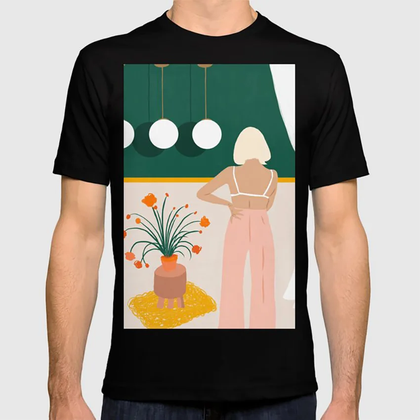 Texting #painting #illustration T Shirt Casual Blush Lifestyle Boho Bohemian Modern Chic Botanical Plants Interior Design