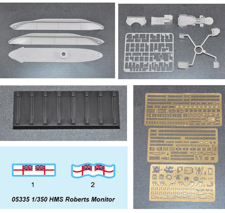 Trumpeter 05335 1/350 HMS Roberts Monitor  Military Ship Assembly Plastic Toy Handcraft Display Model Building Kit