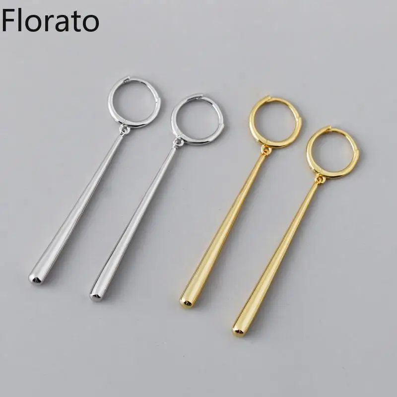 S925 Sterling Silver Geometric Water Droplets Huggie Drop Earrings for Women Simple Long Tassel Hoop Earrings Fashion Jewelry