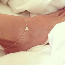 Trendy Summer Beautiful Heart Chain Anklet For Woman Bohemian Vintage Sandy Beach Footwear Leg Bracelets Female Foot Jewelry New