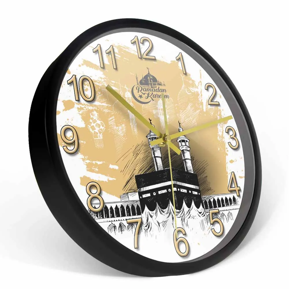 Mecca Holy Kaaba Modern Design Silent Wall Clock Saudi Arabia Ramadan Kareem Mosque Minimalist Wall Art Home Decor Clock Watch