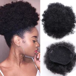 Coletero Afro con cordón, postizo corto sintético rizado, extensiones de cabello con Clip Updo