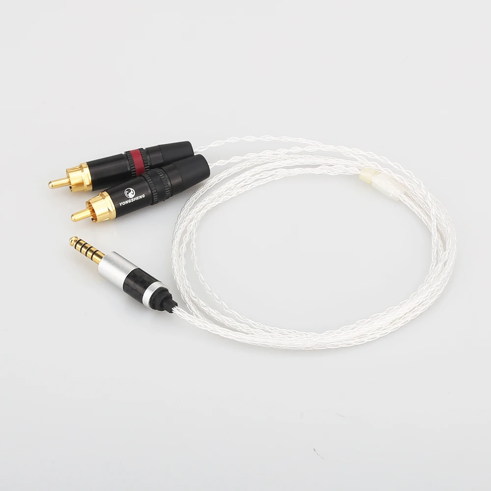 2.5mm TRRS/4.4mm Balanced Male 3.5mm Jack to RCA Plug Aux Cable 8x 1.0mm Silver Wire Headphone Amp