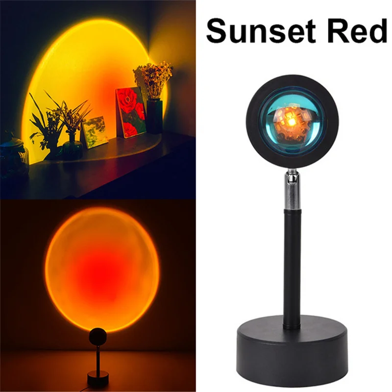 2021 Hot Deal Sunshine Live Background Projection Lamp Sunset Colorful Rainbow Night Light  Wall Crystal Desk Lamp