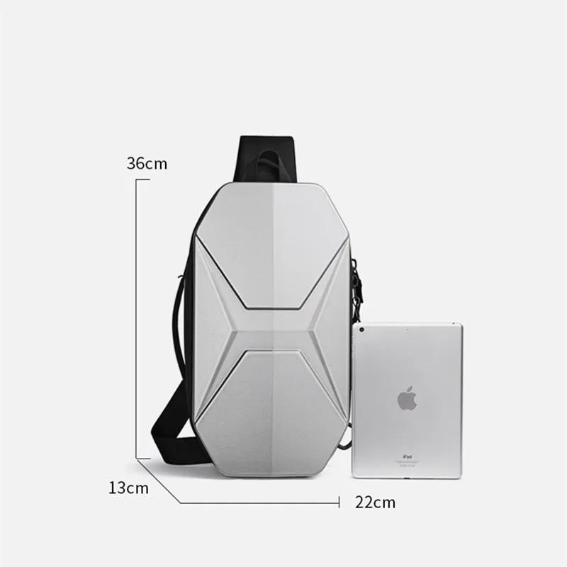 OZUKO Hard Shell Chest Bag Male Waterproof Shoulder Bags Men Fashion Short Trip Messenger Bag USB Charging Crossbody Bag Teenage