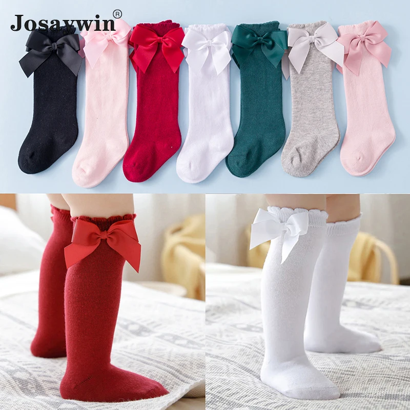 Baby Girl Socks Princess Newborn Socks Girls Kids for Christmas Bow Knee High Non-slip Summer Spring Skarpetki Lolita Knee sock