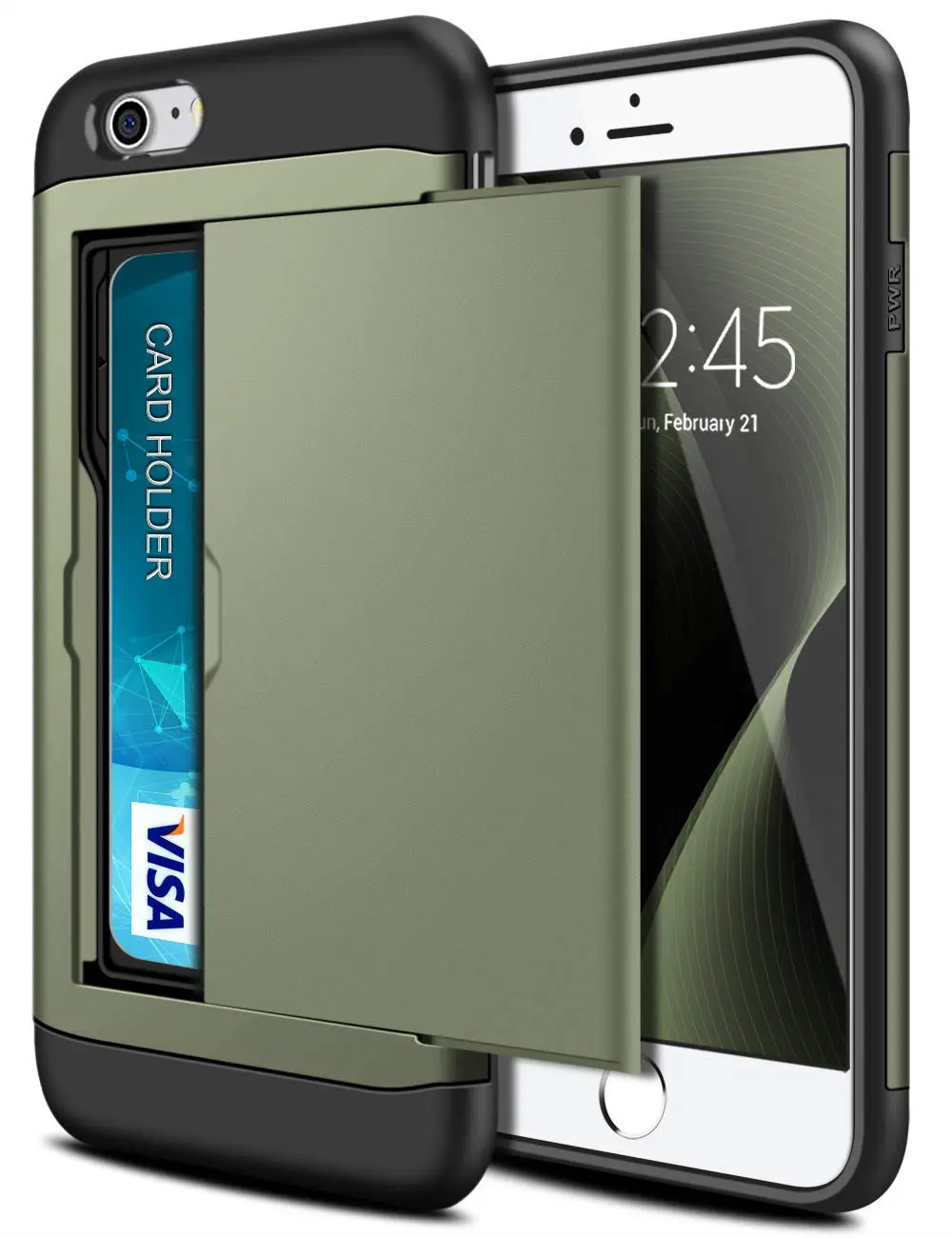 Credit Card Holder Slot Sliding Back Cover for iPhone, Case for iPhone 7, 7Plus, XR, XS MAX, 11 Pro, 8, 8 Plus, 6 Plus,SE 2020