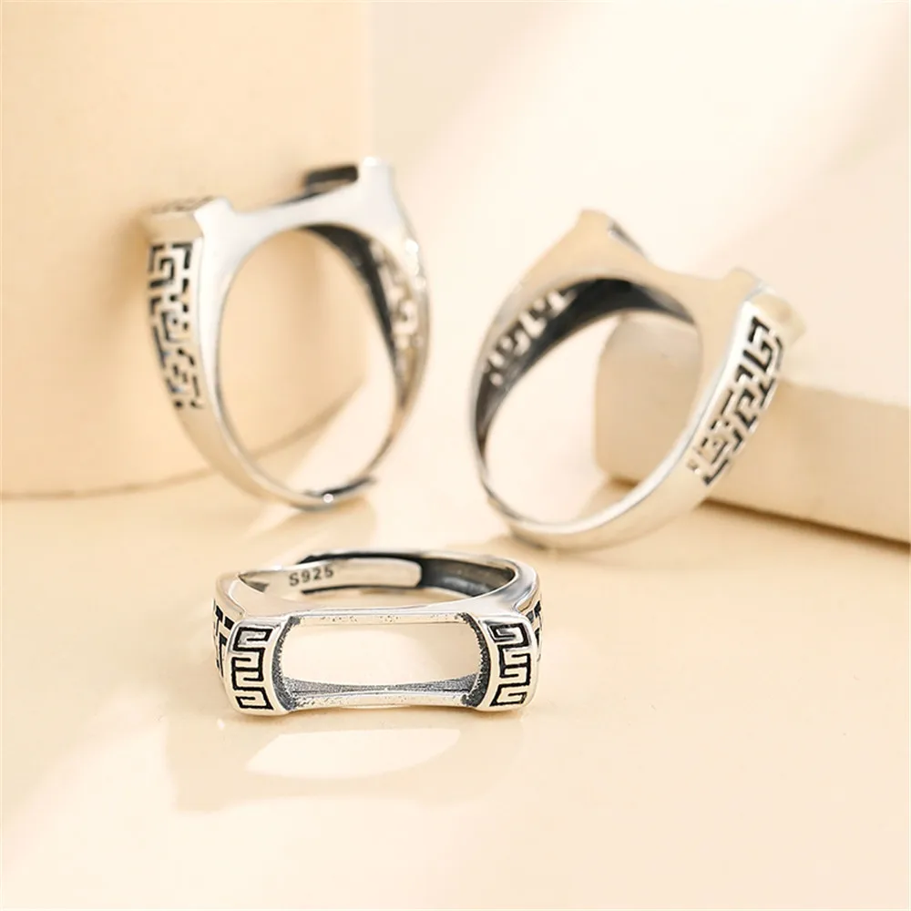 Ring Blank for 5x12mm/6x13mm/7x15mm/8x17mm Saddle Cabochons Thai Sterling Silver Adjustable Band Ring Base